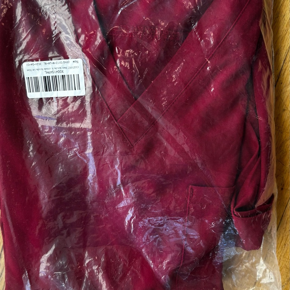 Men's Burgundy Scrub Top